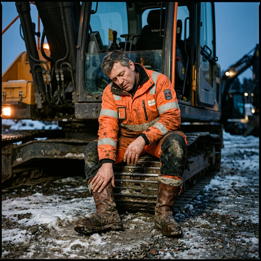 Trött arbetare efter ett långt pass